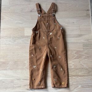 Zara Tan Kids Overalls with Floral Details
